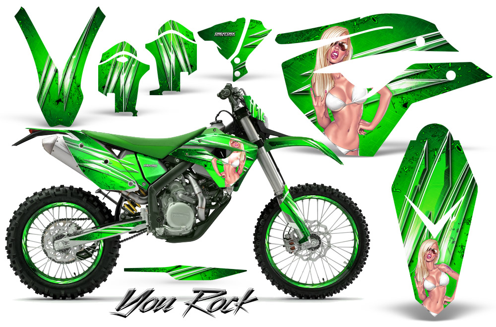 Husaberg FE570 Enduro 2010 Graphics Kit You Rock Green NP Rims